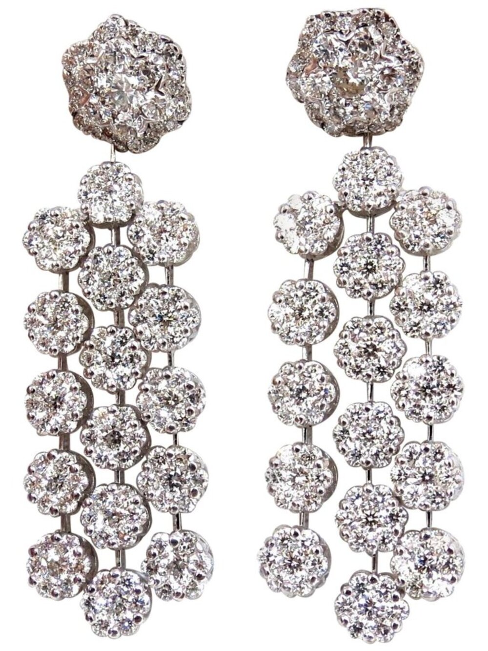 6.50ct natural round diamonds tier floating cluster dangle earrings g.vs 18kt*